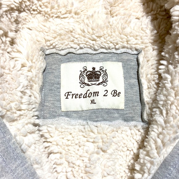 Freedom 2 Be American Vintage 2 way Zip Hoodie Jacket. Sherpa Lined. X-Large. - Picture 5 of 10